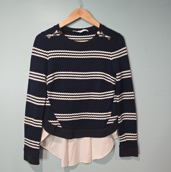 Veronica Beard Mix Media Nautical Coastal Striped Sweater Size S FLAWED - Picture 1 of 4